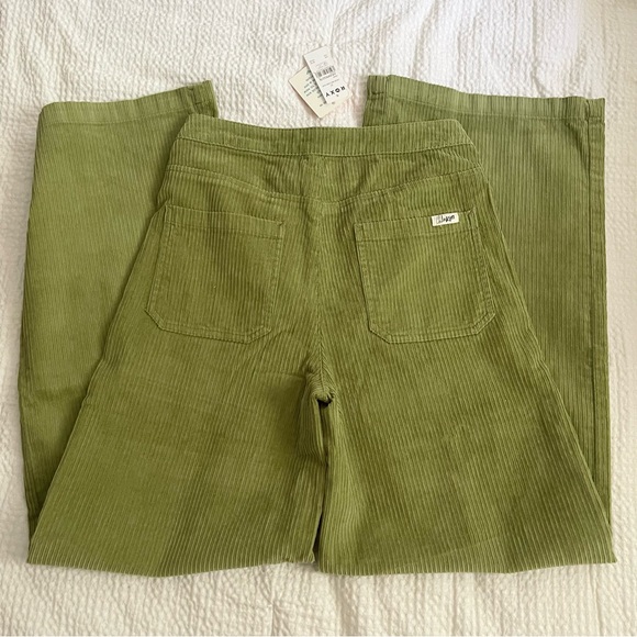 Roxy Chloe Kim Corduroy Iguana green wide leg Pants - Picture 6 of 7